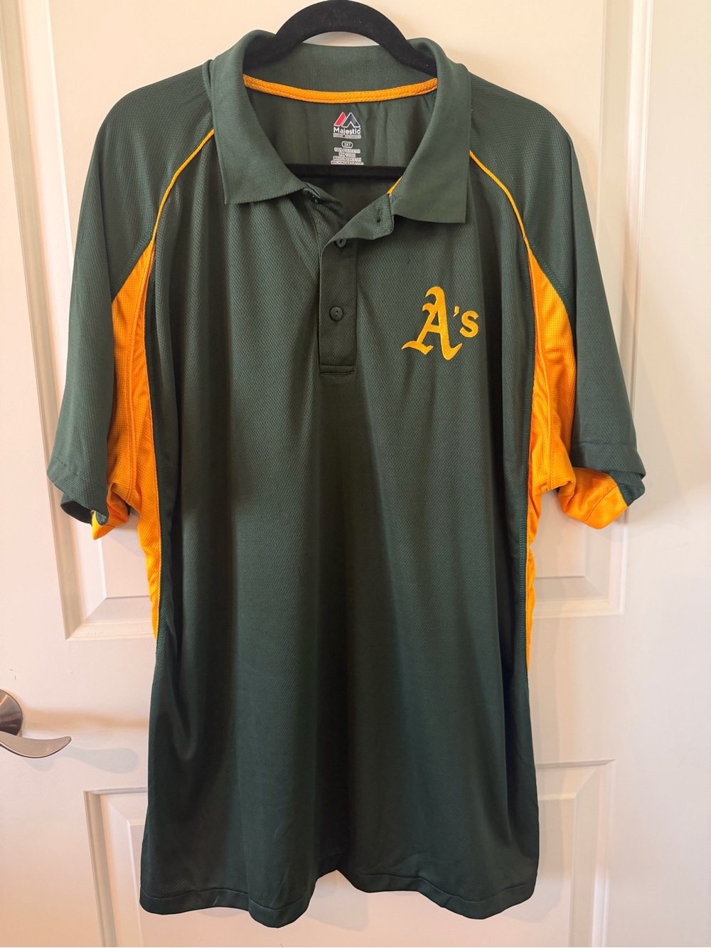 Majestic Oakland A’s Green & Orange Performance Polo Shirt 3XT